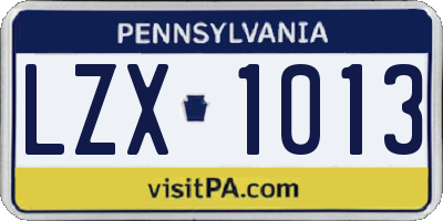 PA license plate LZX1013