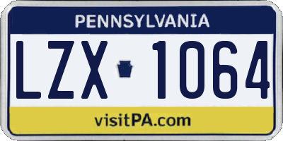 PA license plate LZX1064