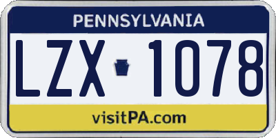 PA license plate LZX1078