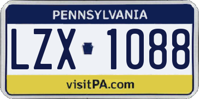 PA license plate LZX1088