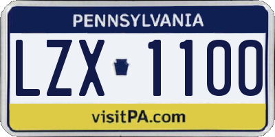 PA license plate LZX1100