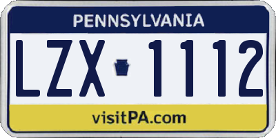 PA license plate LZX1112