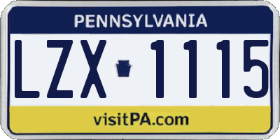 PA license plate LZX1115