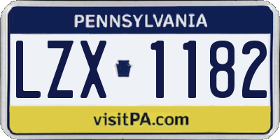PA license plate LZX1182