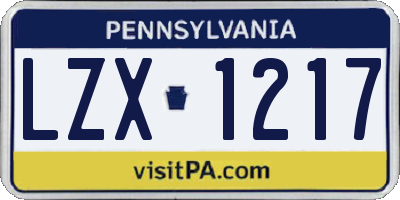 PA license plate LZX1217
