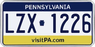 PA license plate LZX1226