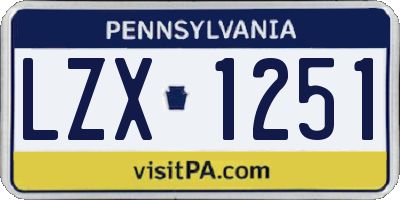 PA license plate LZX1251