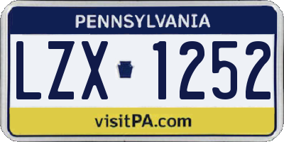 PA license plate LZX1252