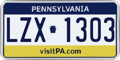 PA license plate LZX1303