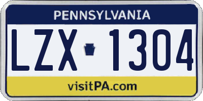 PA license plate LZX1304