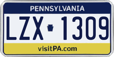 PA license plate LZX1309