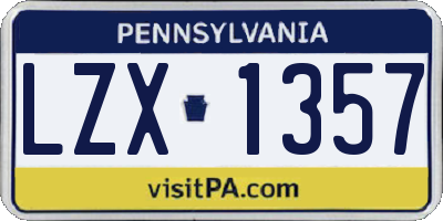 PA license plate LZX1357