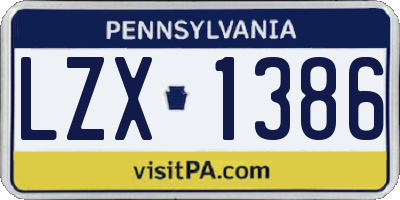 PA license plate LZX1386