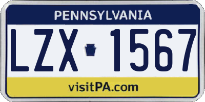 PA license plate LZX1567