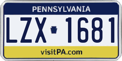 PA license plate LZX1681