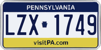 PA license plate LZX1749