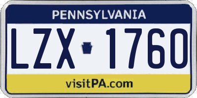 PA license plate LZX1760