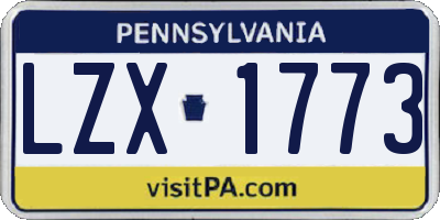 PA license plate LZX1773