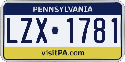 PA license plate LZX1781