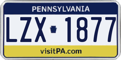 PA license plate LZX1877