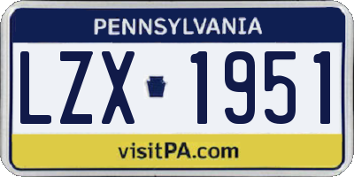PA license plate LZX1951