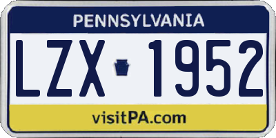PA license plate LZX1952