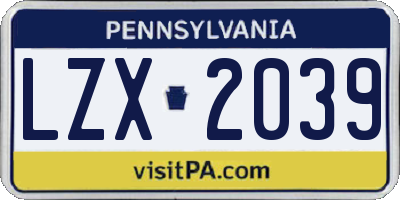 PA license plate LZX2039