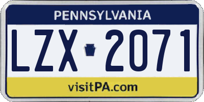 PA license plate LZX2071
