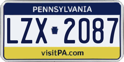 PA license plate LZX2087