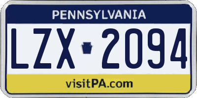 PA license plate LZX2094