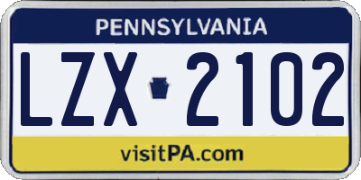 PA license plate LZX2102