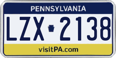 PA license plate LZX2138