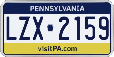PA license plate LZX2159