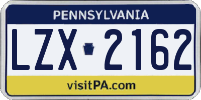 PA license plate LZX2162