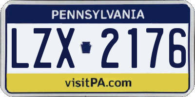 PA license plate LZX2176