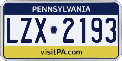 PA license plate LZX2193