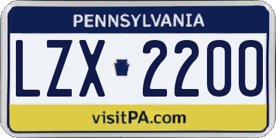 PA license plate LZX2200