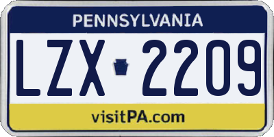 PA license plate LZX2209