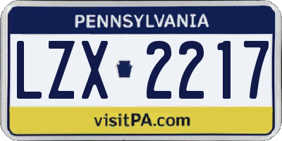 PA license plate LZX2217