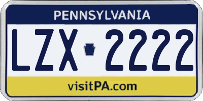 PA license plate LZX2222