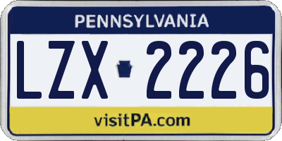PA license plate LZX2226