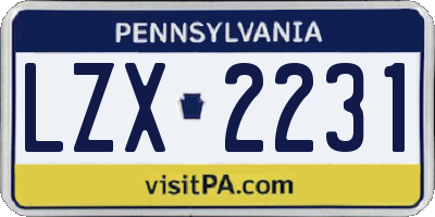 PA license plate LZX2231