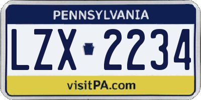PA license plate LZX2234