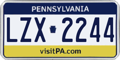 PA license plate LZX2244
