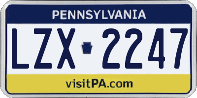 PA license plate LZX2247