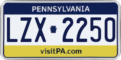 PA license plate LZX2250