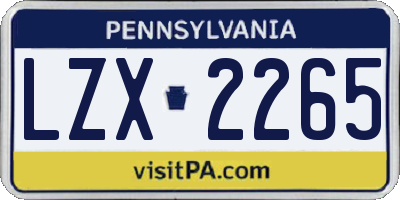 PA license plate LZX2265