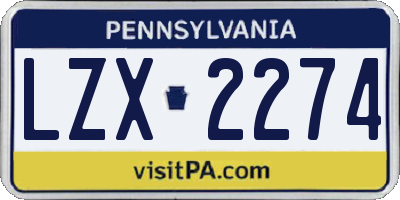 PA license plate LZX2274