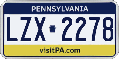 PA license plate LZX2278
