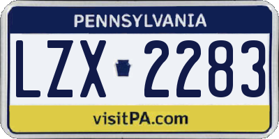 PA license plate LZX2283